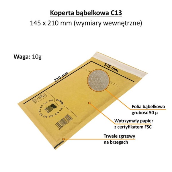bublinková obálka c13 225x170 mm hnědá (5)