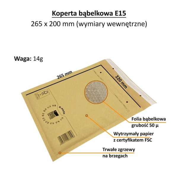 bublinková obálka e15 275x240 mm hnědá (4)