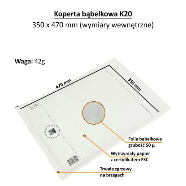 bublinková obálka k20 480x370 mm bílá (4)